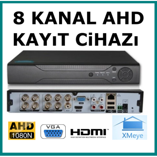 8 Kanal Ahd 1080 2MP Hybrid Kamera Kayıt Cihazı 