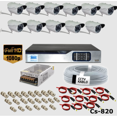 11 Kameralı Güvenlik Kamerası Sistemi AHD 1080P ( Cs 821 ) Harddisksiz