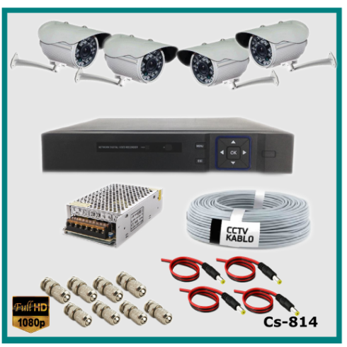 4 Kameralı Güvenlik Kamerası Sistemi AHD 1080P ( Cs 814 ) Harddisksiz