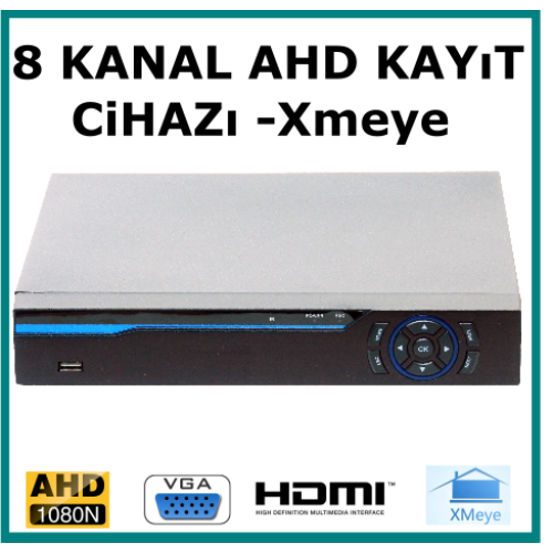 8 Kanal Ahd 1080 2MP Kamera Kayıt Cihazı Xmeye