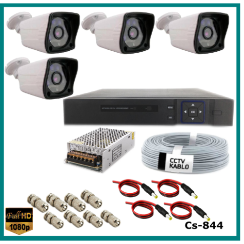 4 Kameralı Güvenlik Kamerası Sistemi AHD 1080P ( Cs 844 ) Harddisksiz