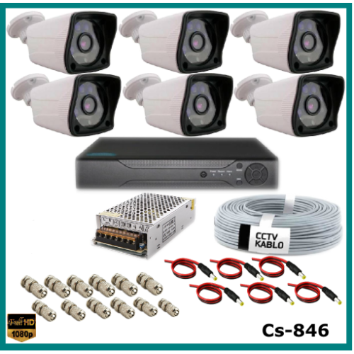 6 Kameralı 2MP Güvenlik Kamerası Sistemi AHD 1080P ( Cs 846 ) Harddisksiz