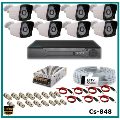 8 Kameralı 2MP AHD Güvenlik Kamerası Sistemi AHD 1080P ( Cs 848 ) Harddisksiz