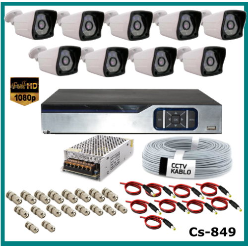 9 Kameralı 2MP Güvenlik Kamerası Sistemi AHD 1080P ( Cs 849 ) Harddisksiz