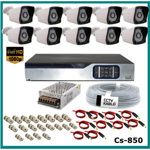 10 Kameralı Güvenlik Kamerası Sistemi AHD 1080P ( Cs 850 ) Harddisksiz