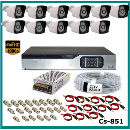 11 Kameralı Güvenlik Kamerası Sistemi AHD 1080P ( Cs 851 ) Harddisksiz