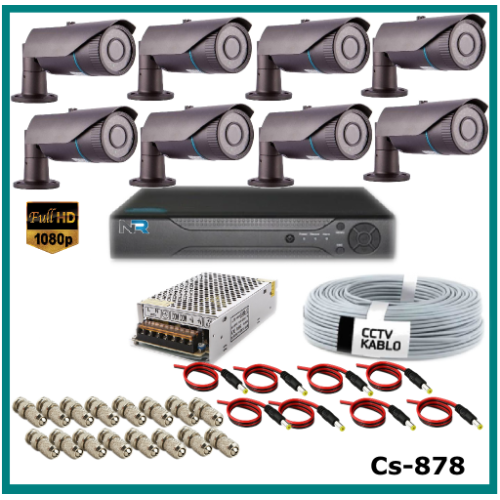 8 Kameralı 2MP AHD Güvenlik Kamerası Sistemi AHD 1080P ( Cs 878 ) Harddisksiz