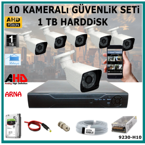 10 Kameralı Güvenlik Kamera Seti 2 Tb Hdd (9230-H10)