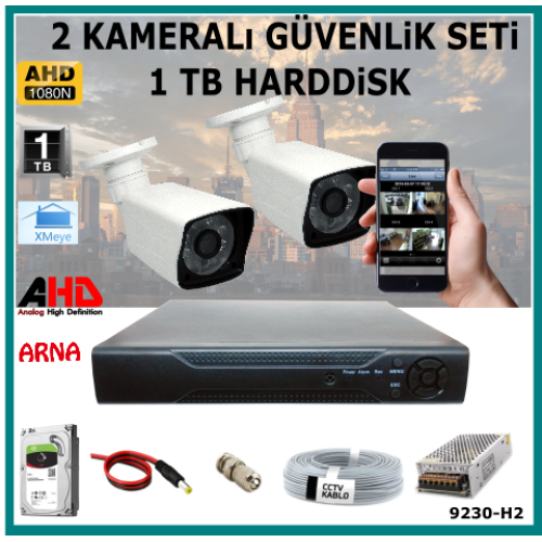 2 Kameralı Güvenlik Kamera Seti 1 Tb Hdd (9230-H2)