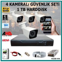 4 Kameralı Güvenlik Kamera Seti 1 Tb Hdd (9230-H4)
