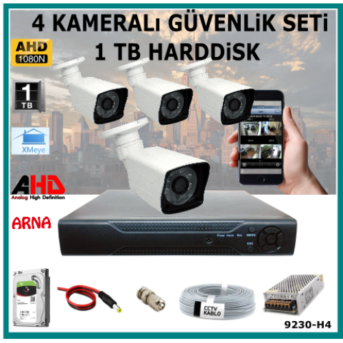 4 Kameralı Güvenlik Kamera Seti 1 Tb Hdd (9230-H4)