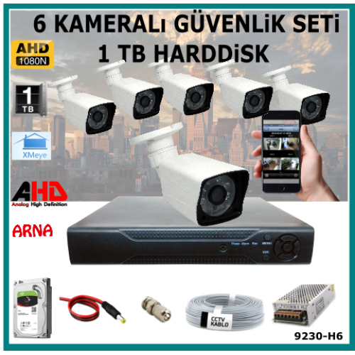 6 Kameralı Güvenlik Kamera Seti 1 Tb Hdd (9230-H6)