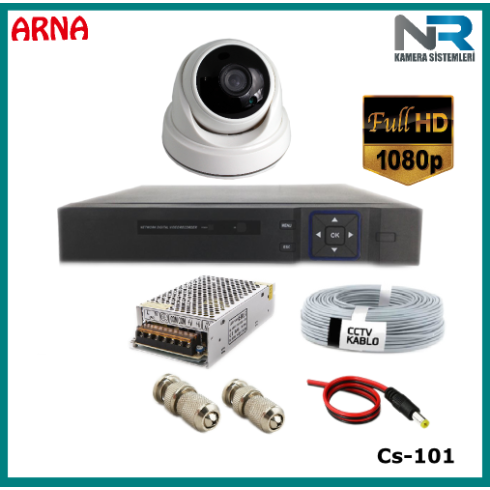 1 Kameralı  2MP Dome Güvenlik Kamerası Sistemi AHD 1080P Cs-101 Harddisksiz