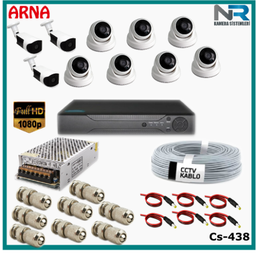 10 Kameralı (7 iç 3 dış) Güvenlik Kamerası Sistemi AHD 1080P ( Cs 438) Hardisksiz