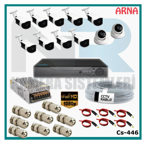 11 Kameralı (4 iç 7 dış) Güvenlik Kamerası Sistemi AHD 1080P ( Cs 448) Hardisksiz