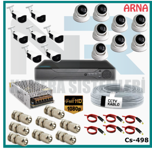 15 Kameralı (8 iç 7 dış) Güvenlik Kamerası Sistemi AHD 1080P ( Cs 498) Hardisksiz