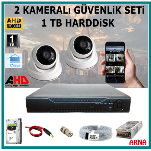 2 Kameralı Güvenlik Kamera Seti 1 Tb Hdd