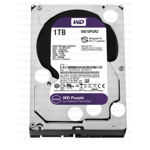 1TB WD PURPLE 3,5"64MB 5400RPM 7/24 Güvenlik Diski