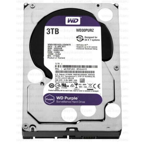 3TB WD PURPLE 3,5" 64MB 5400RPM  7/24 Güvenlik Diski