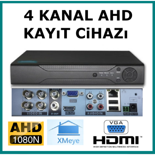 4 Kanal Ahd 1080 2MP Kamera Kayıt Cihazı Xmeye