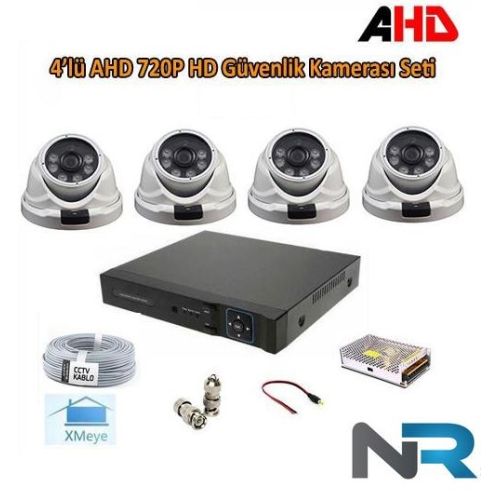 4 Kameralı Dome İç Mekan Güvenlik Kamerası Sistemi AHD 720P ( Cs 2024 )