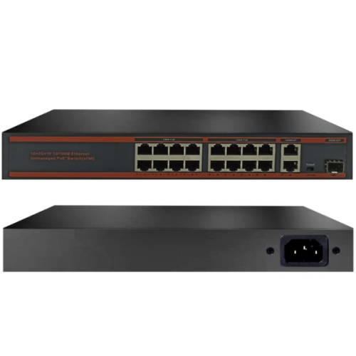 16 Port Poe Switch + 2 Port Uplink Gigabit 10/100/1000