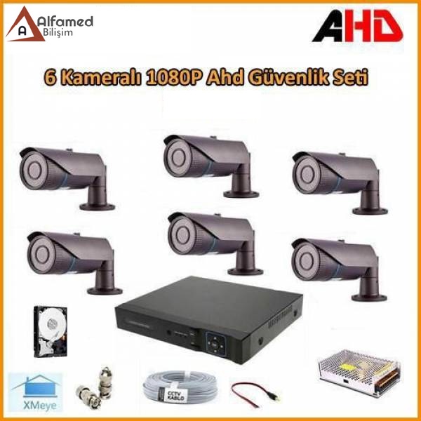 2MP 1080P 6 Kameralı AHD Güvenlik Sistemi (Harddisk Dahil)