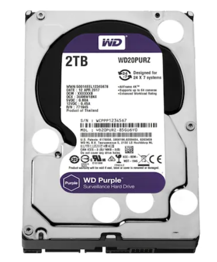 WD Purple WD20PURZ 2 TB 3.5" SATA 3 64 MB 7/24 Güvenlik Kamerası Diski