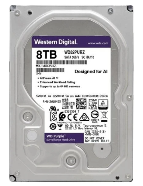 Western Digital Purple WD82PURZ 3.5' 8 TB 7200 RPM HDD Güvenlik Diski