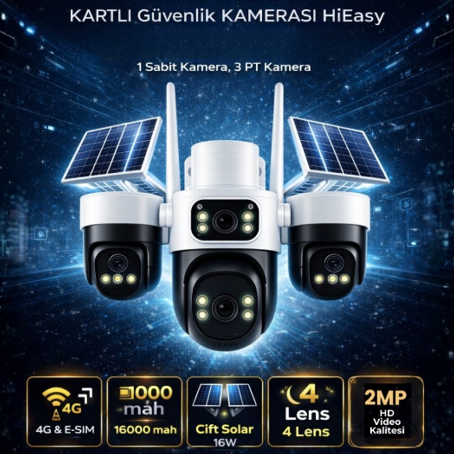 X5Tech 74-GZ 4G SIM Kartlı 4 Lensli Solar Güvenlik Kamerası