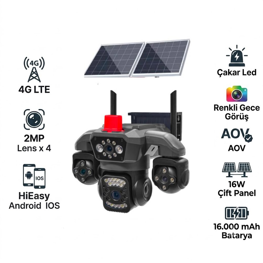 X5Tech 80-GZ 4G SIM Kartlı Çakarlı Solar Güvenlik Kamerası