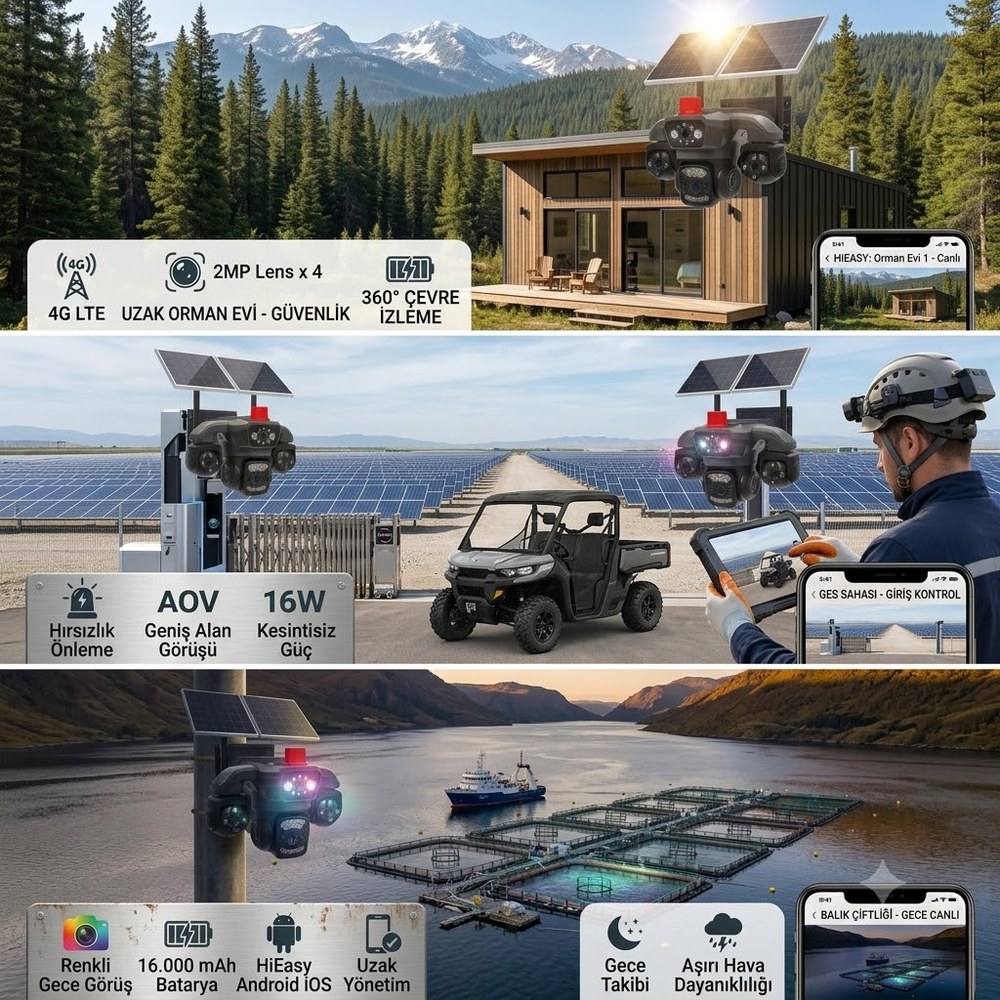 X5Tech 80-GZ 4G SIM Kartlı Çakarlı Solar Güvenlik Kamerası görünümü