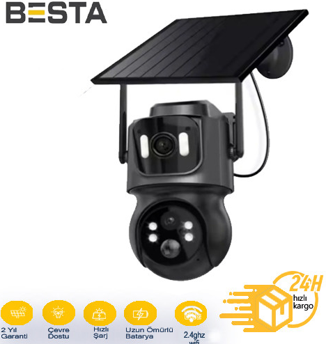 3 MP + 3MP CİFT KAMERALI WİFİ SOLAR KABLOSUZ GÜVENLİK KAMERASI RML-2091