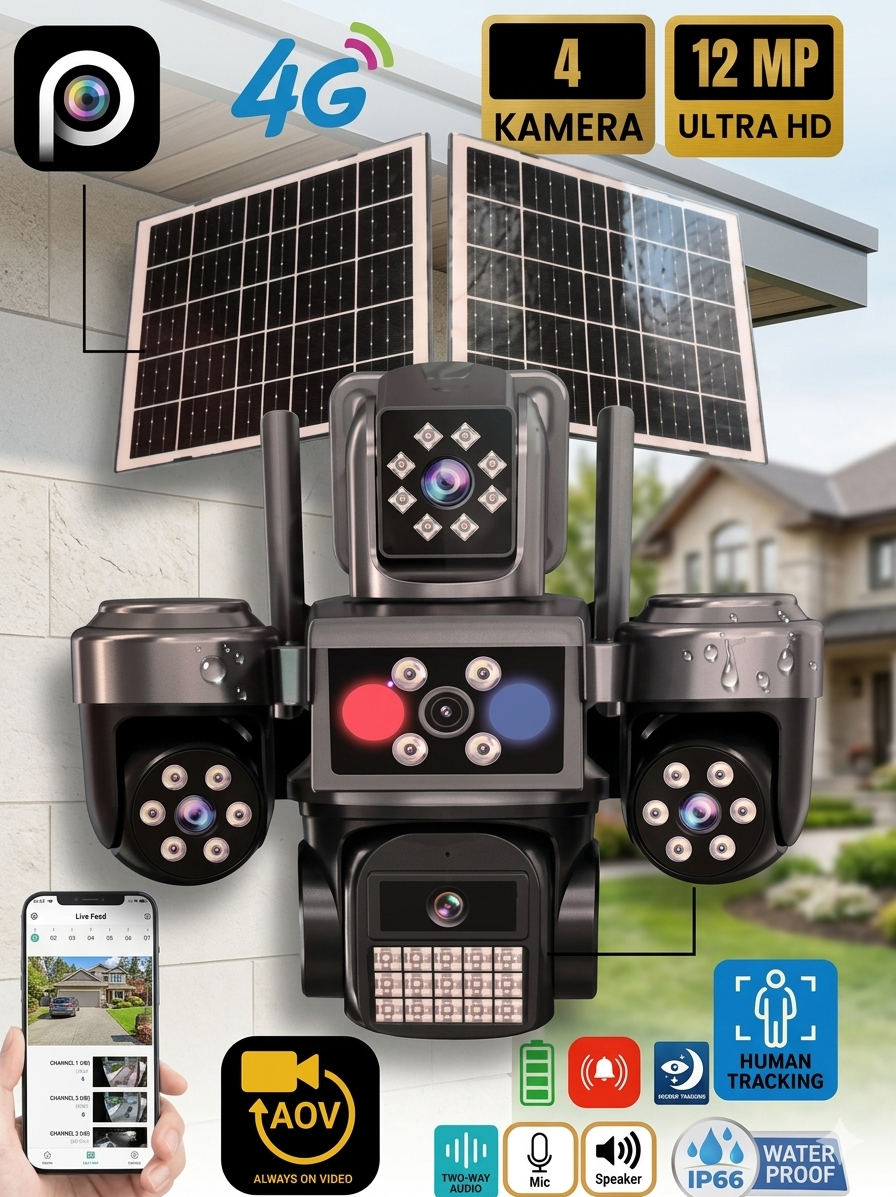 4G ÇİFT SOLAR AOV E-SİM ÖZELLİKLİ 4 KAMERALI KABLOSUZ GÜVENLİK KAMERASI RX-220GS