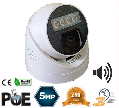 5 MP IP POE WARM LED Dahili Mikrofonlu Dome Güvenlik Kamerası RML-5250WB