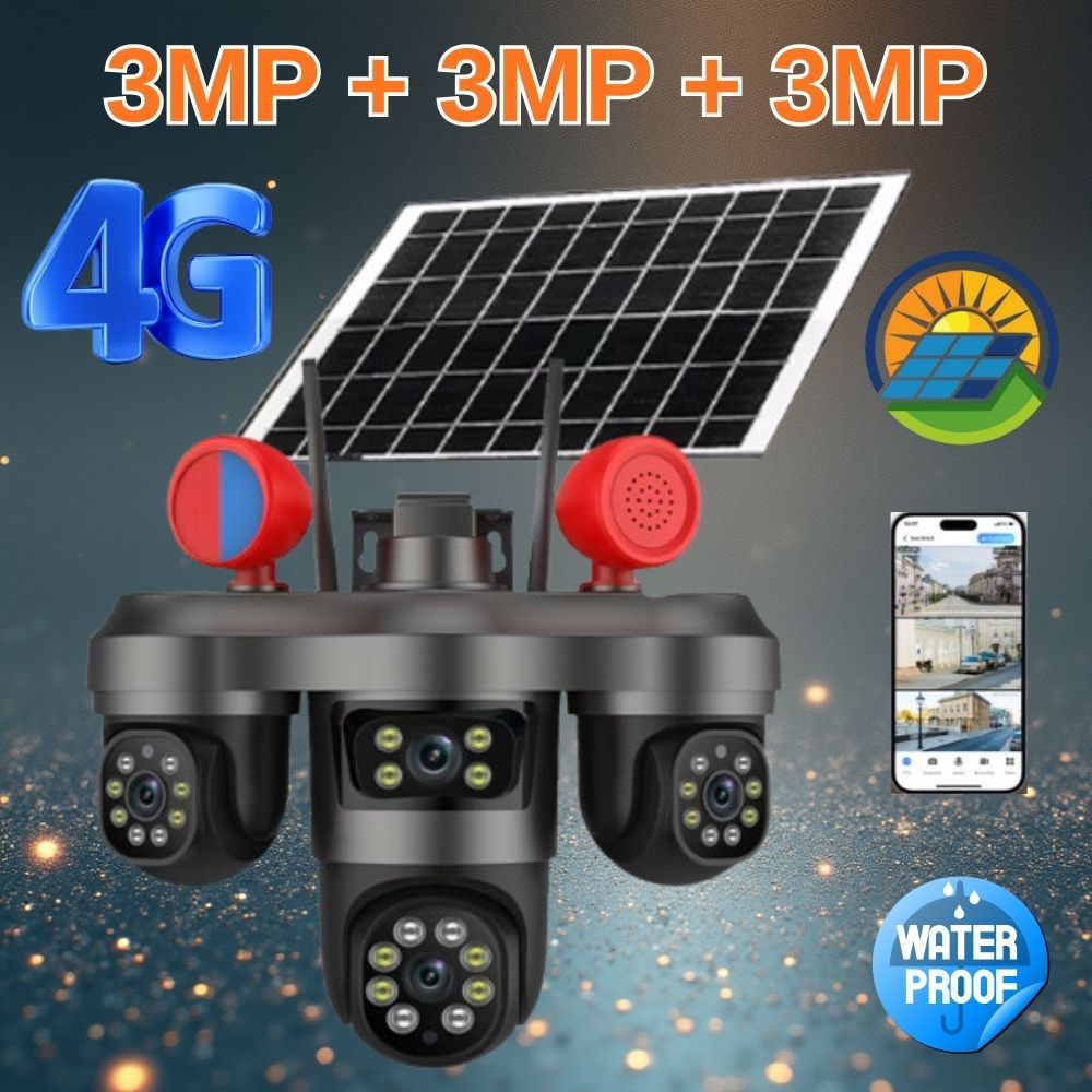 ARNA 3 MP + 3 MP + 3 MP 4G 3 KAMERALI GÜNEŞ ENERJİLİ SOLAR GÜVENLİK KAMERASI 5'Lİ PAKET - ARN-42S5 görünüm