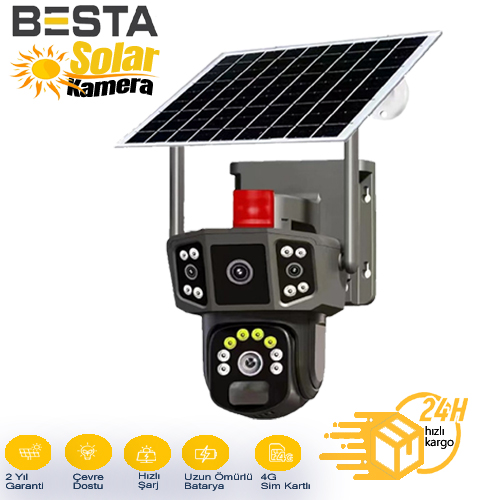 BESTA 3+3+3 MP SİM KARTLI SOLAR KABLOSUZ GÜVENLİK KAMERASI BS-2088