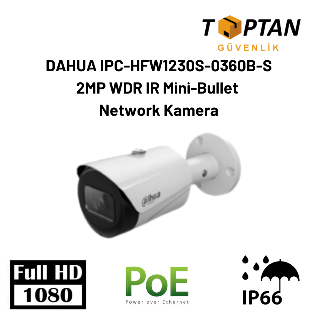 DAHUA IPC-HFW1230S-0360B-S 2MP WDR IR Mini-Bullet Network Kamera