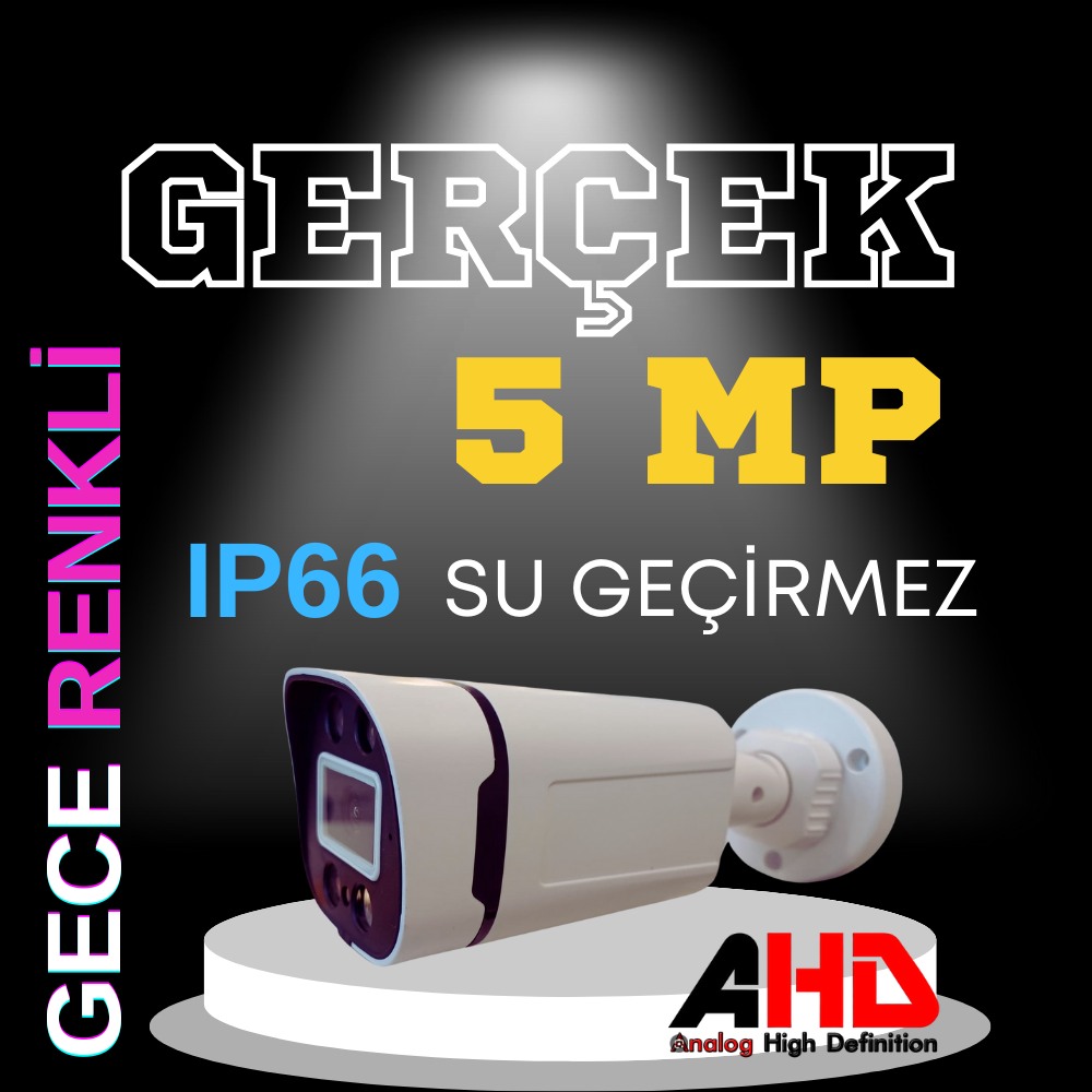 GERÇEK 5 MP 5 KAMERALI GECE RENKLİ SESLİ 1 TB HDD DAHİL AHD GÜVENLİK SETİ - ST100055 görünüm