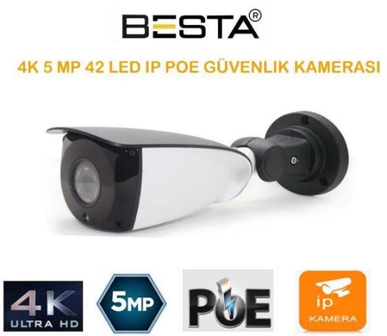Besta 5MP 4K IP 42 LED POE BULLET GÜVENLİK KAMERASI BT-1436