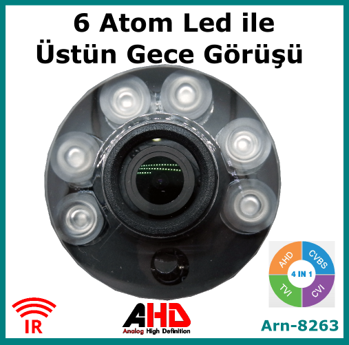 1 Mp Analog+ Ahd Dome Kamera Arna8263 detay