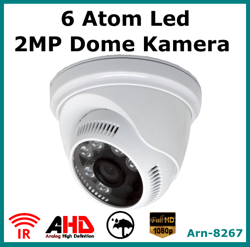 6 Atom Led 2 Mp Full Hd Dome Kamera Arn8267 detay