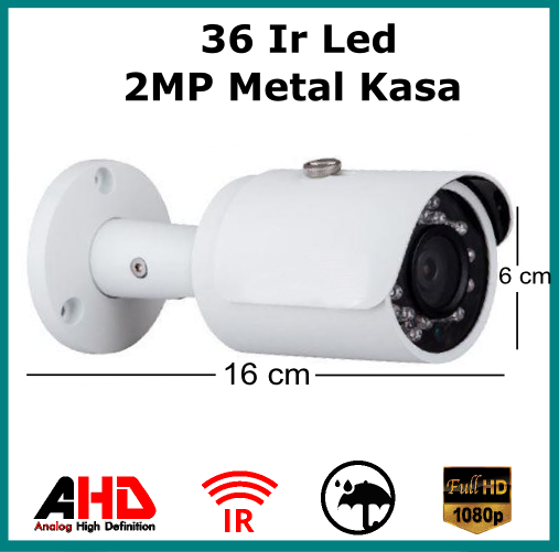 2MP Full Hd 36 Irled Metal Kasa Güvenlik Kamerası Arn9638 detay