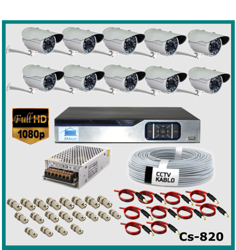10 Kameralı Güvenlik Kamerası Sistemi AHD 1080P ( Cs 820 ) Harddisksiz detay