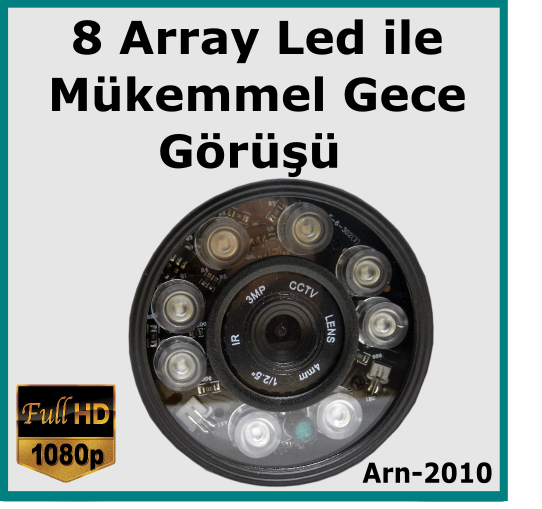 8 Array Led Full Hd Samsung Kasa 3.6MM Güvenlik Kamerası Arn-2010 detay
