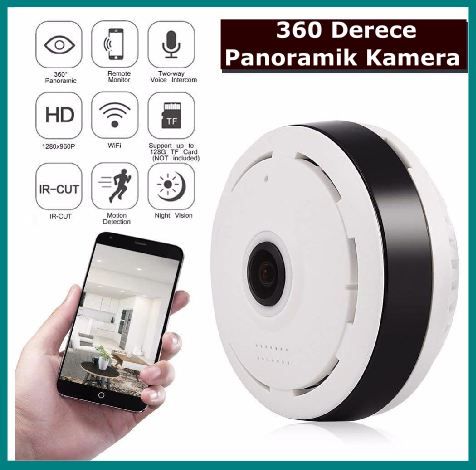 360 Derece Mini Panoramik Kamera Kablosuz Full Hd detay