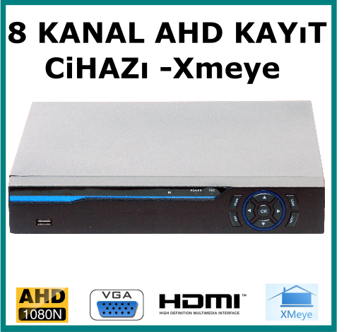 8 Kanal Ahd 1080 2MP Kamera Kayıt Cihazı Xmeye