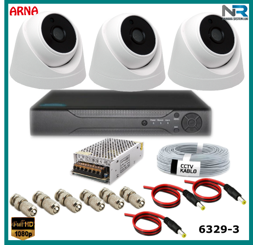 3 Kameralı İç Mekan Güvenlik Seti Ahd 2Mp (Harddisksiz)