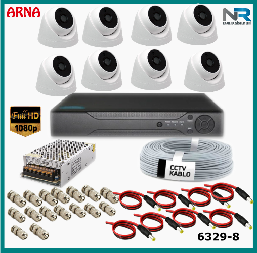 8 Kameralı İç Mekan Güvenlik  Seti Ahd 2Mp (Harddisksiz)