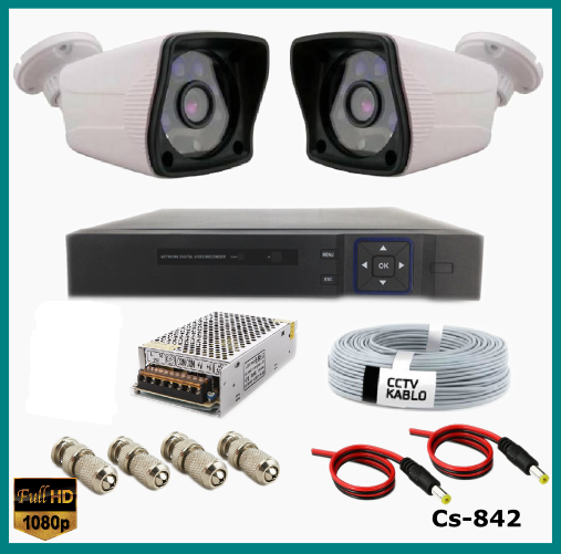 2 Kameralı Güvenlik Kamerası Sistemi AHD 1080P ( Cs 842 ) Harddisksiz